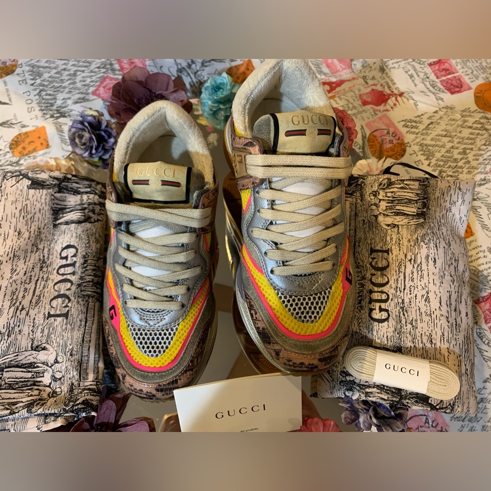 Euc!!Gucci/Python Skin Printed Sneakers - image 3